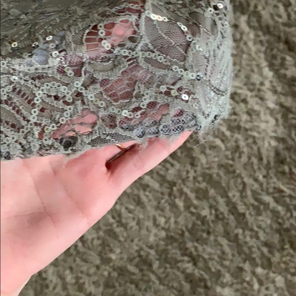 Grey sparkly long prom dress - Picture 2 of 4